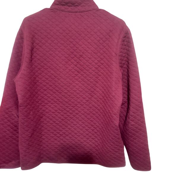 Eddie Bauer Sweater Mens S 1/4 zip Fleece Diamond Quilted Burgundy sweatshirt - Picture 5 of 6